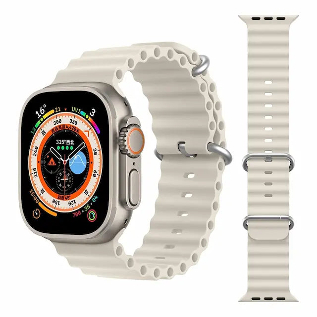 REDEFINE Ocean Silicone Sport Watch Band for Apple Watch S1 S2 S3 (42mm) / S4 S5 S6 SE (44mm) / S7 S8 S9 (45mm) / Ultra1 Ultra2 Ultra3 (49mm)