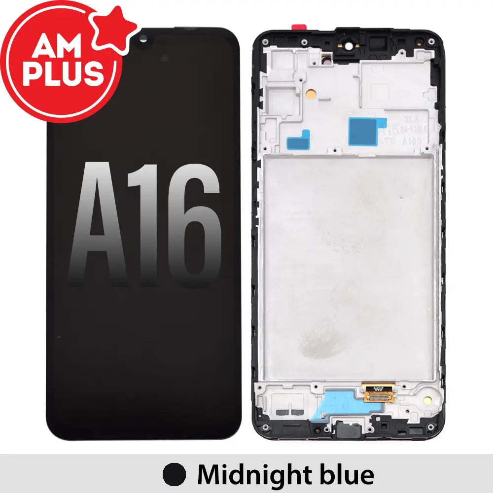 OLED Screen Replacement Digitizer with Frame for Samsung Galaxy A16 4G A165F-Midnight blue (AMPLUS)