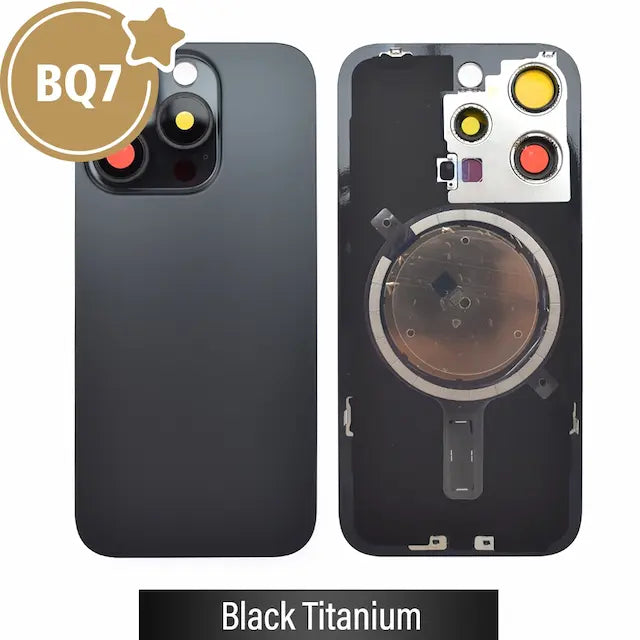 BQ7 Rear Cover Glass with Camera Lens Glass and Magsafe Magnet for iPhone 15 Pro (NO LOGO)-Black Titanium