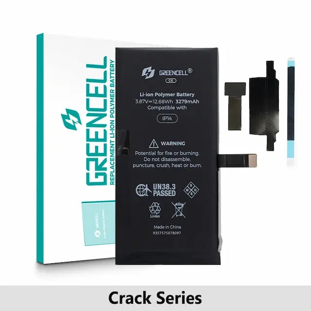 Greencell Crack Series- iPhone 14 CRACK Battery with Adhesive Strips 3279mAh (No Need Soldering & No Need Tag-on)