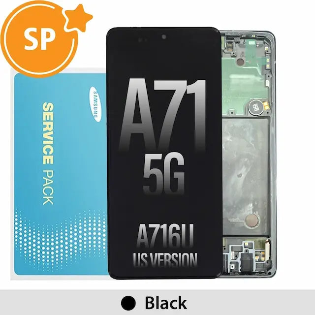 Samsung Galaxy A71 5G A716U Screen Replacement with Frame GH82-23080A (Service Pack)-Black (US Version)