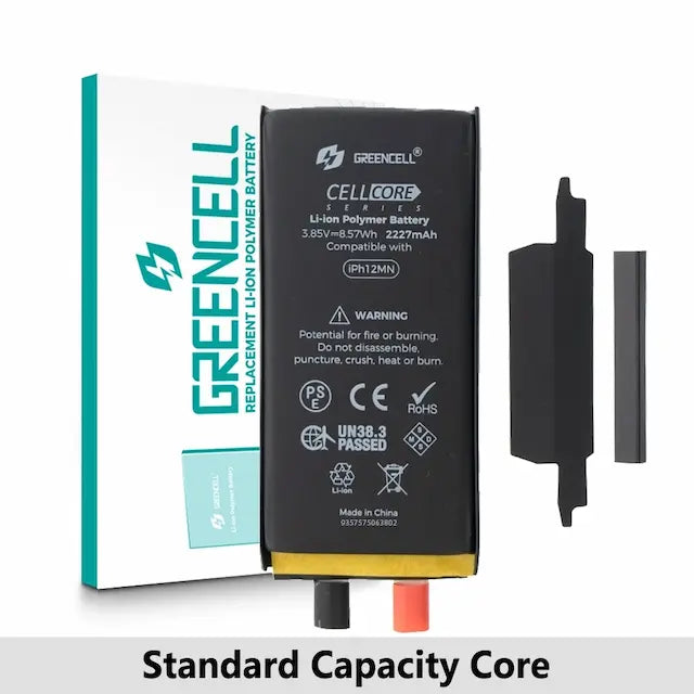 Greencell Core Series- Standard Capacity 2227mAh iPhone 12 mini Replacement Battery Core with Adhesive Strips
