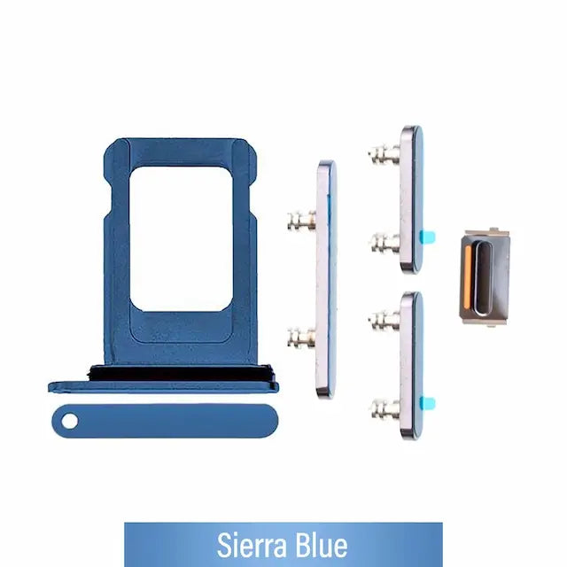 Single SIM Card Tray and Side Button for iPhone 13 Pro / 13 Pro Max-Sierra Blue
