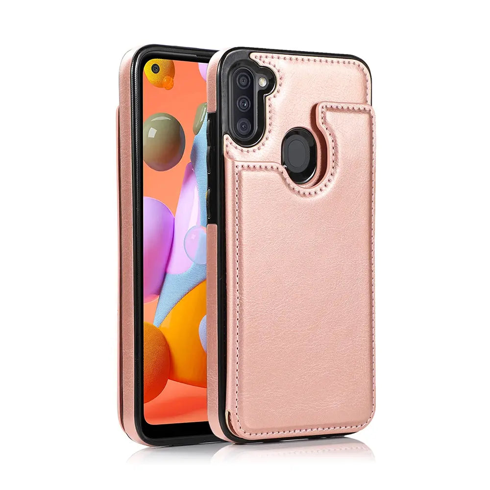 Back Flip Leather Wallet Cover Case for Samsung Galaxy A11-Black