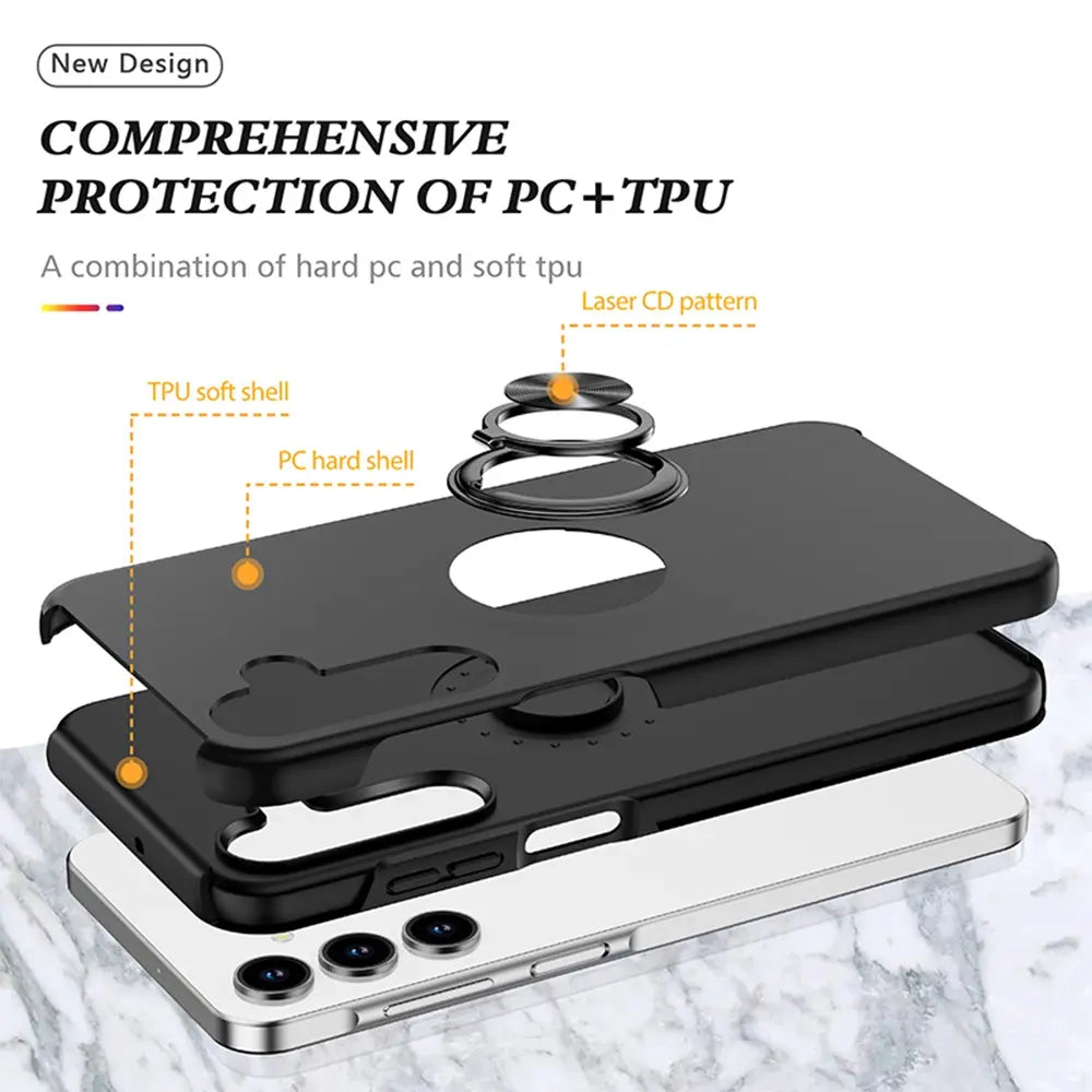 Magnetic Ring Holder Shockproof Cover Case for Samsung Galaxy A26 5G-Black