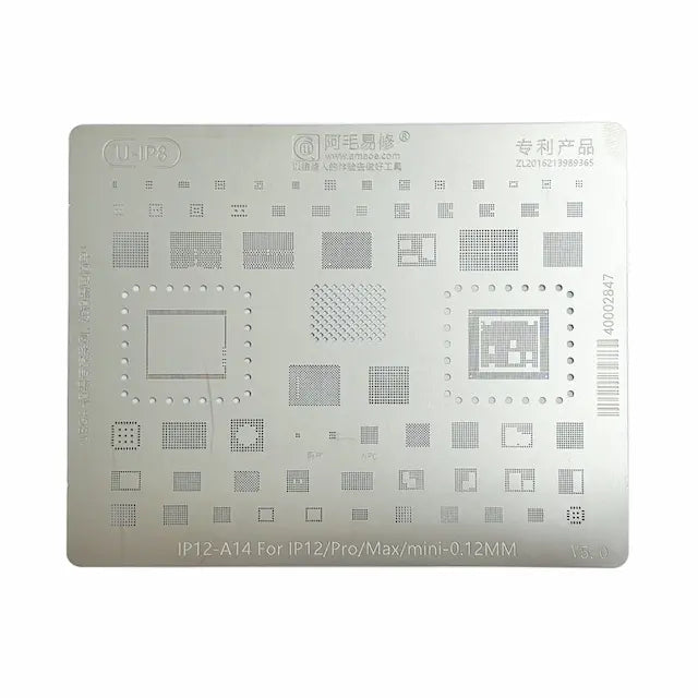 AMAOE BGA Reballing Stencil With CPU Position for iPhone 12 / 12 mini / 12 Pro / 12 Pro Max-A14