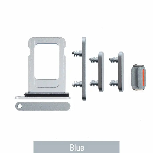 Single SIM Card Tray and Side Button for iPhone 15 / 15 Plus-Blue