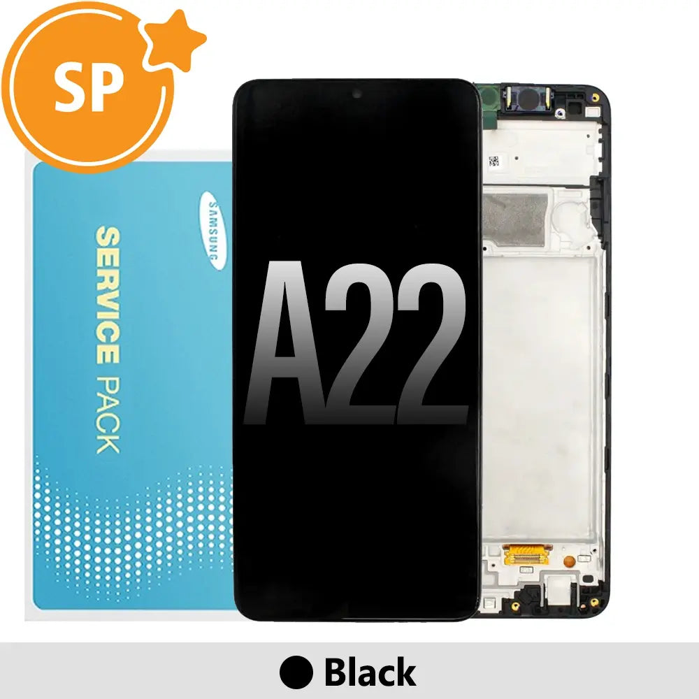 Samsung Galaxy A22 A225F OLED Screen Replacement with Frame GH82-26047A (Service Pack)-Black