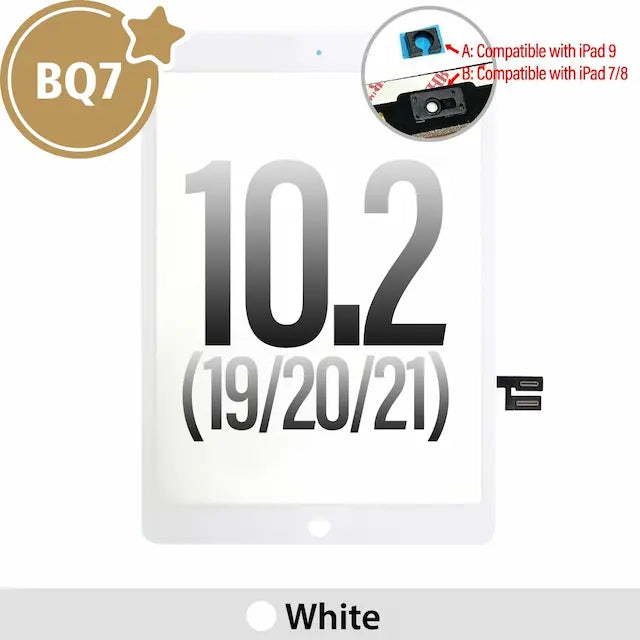 BQ7 Touch Screen Digitizer with IC Connector for iPad 10.2 (2019) / (2020) / (2021)-White