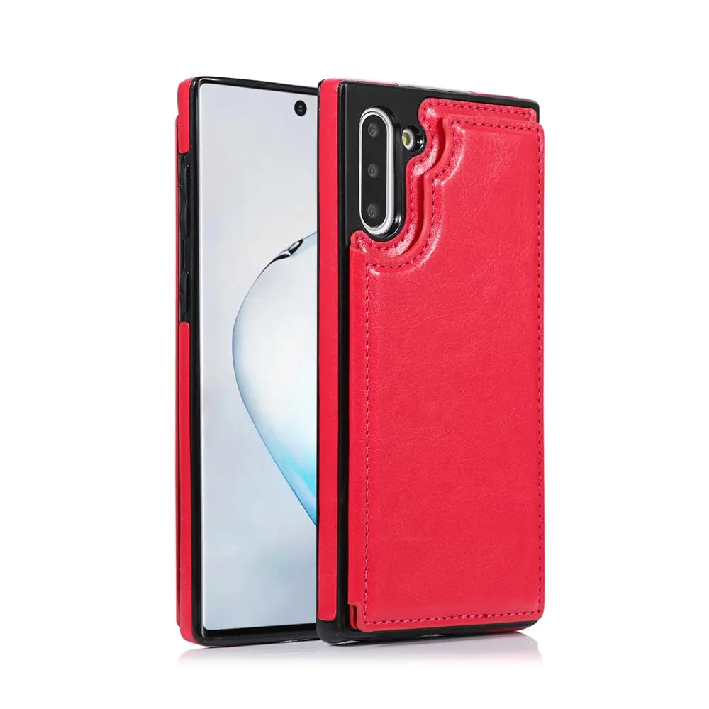 Back Flip Leather Wallet Cover Case for Samsung Galaxy Note 10-Blue
