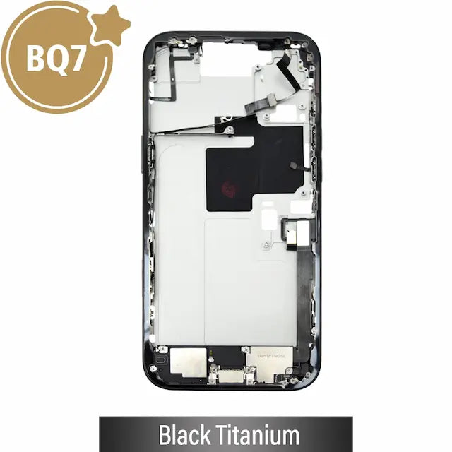 BQ7 Mid-Frame Housing with Full Set Parts for iPhone 16 Pro Max -Black Titanium (With SIM Tray Version)