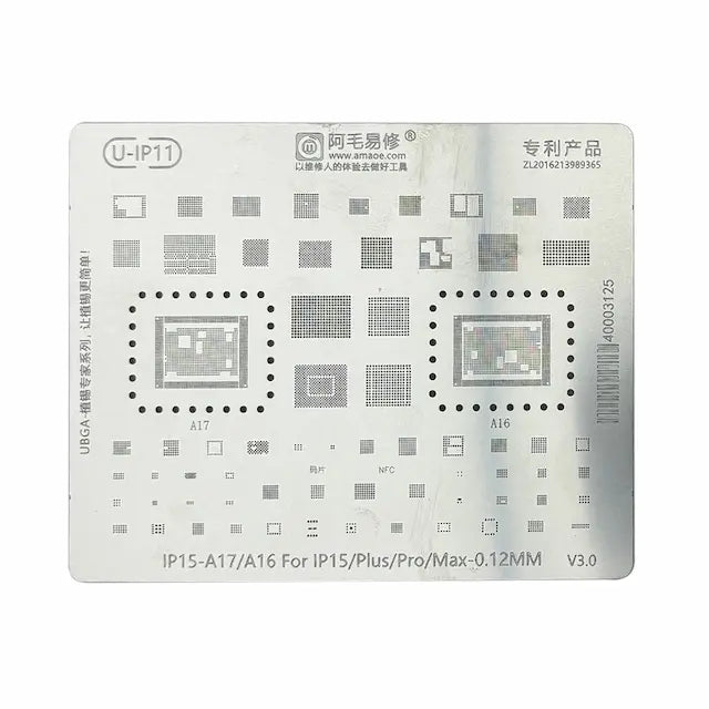 AMAOE BGA Reballing Stencil With CPU Position HU4 for iPhone 15 Series