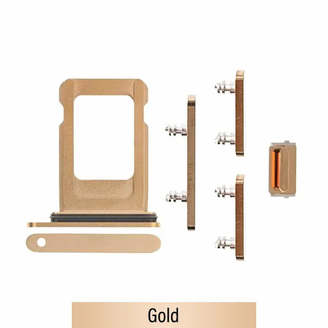 Single SIM Card Tray and Side Button for iPhone 13 Pro / 13 Pro Max-Gold