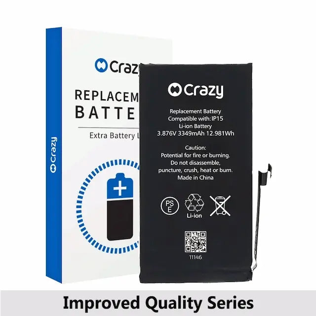 Crazy Improved Quality-iPhone 15 Replacement Battery with Adhesive Strips 3349mAh (TI CHIP: 27546) (Cheapest Price)