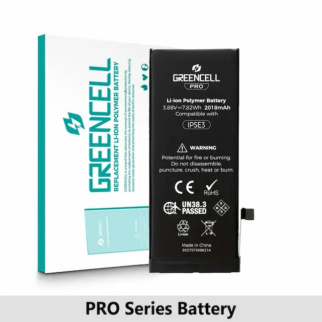 Greencell PRO (2018mAh) iPhone SE (2022) Replacement Battery with Adhesive Strips (TI Solution / 27546-A3 IC / Pure Cobalt Cell)