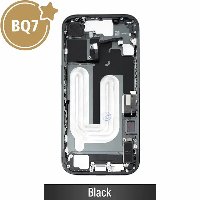 BQ7 Mid-Frame Housing with Full Set Parts for iPhone 17 -Black (With SIM Tray Version)