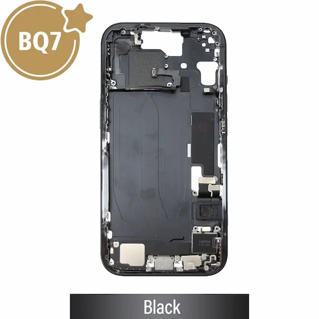 BQ7 Mid-Frame Housing with Full Set Parts for iPhone 15 -Black (With SIM Tray Version)