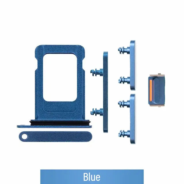 Single SIM Card Tray and Side Button for iPhone 13-Blue