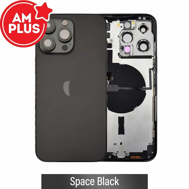 AMPLUS Rear Housing with Small Parts for iPhone 14 Pro Max-Space Black