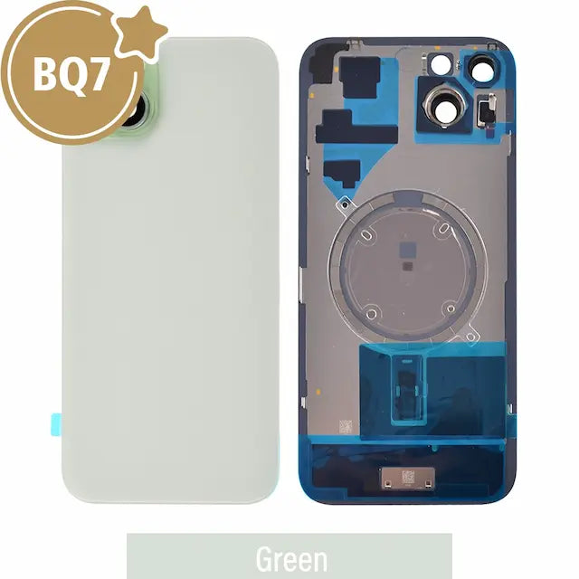 BQ7 Rear Cover Glass with Camera Lens Glass and Magsafe Magnet for iPhone 15 Plus (NO LOGO)-Green