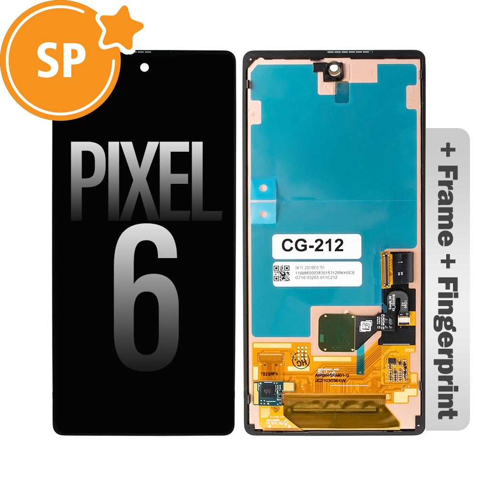 OLED Screen Digitizer with Bezel Frame and Fingerprint Sensor for Google Pixel 6 (Service Pack) (SEE HOW TO RECOVER THE FINGERPRINT FUNCTION AT DESCRIPTION)