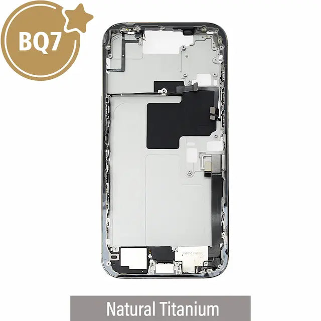 BQ7 Mid-Frame Housing with Full Set Parts for iPhone 16 Pro Max -Natural Titanium (With SIM Tray Version)