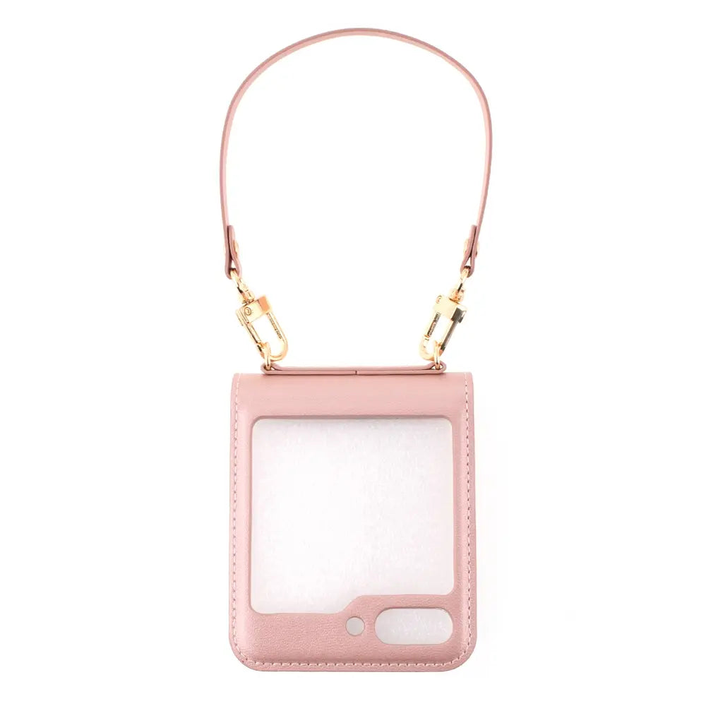 Hanman PU Flip Leather Wallet Cover Case for Samsung Galaxy Z Flip7-Rose Gold