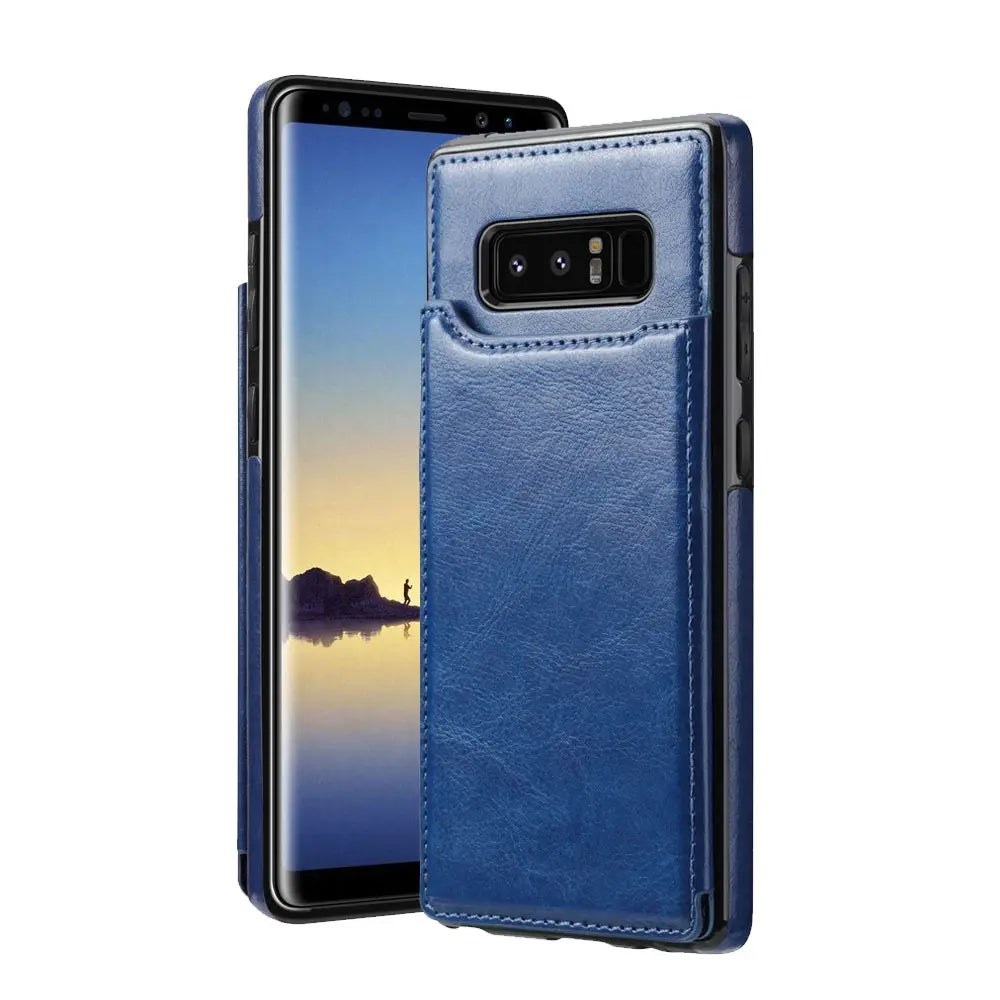Back Flip Leather Wallet Case Cover for Samsung Galaxy Note 8-Blue