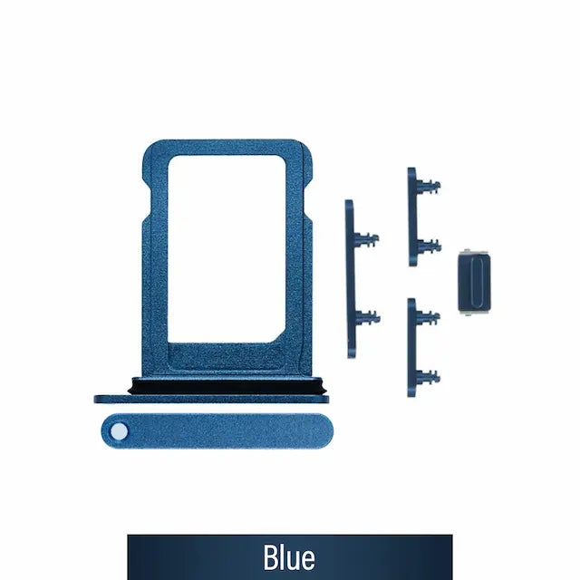 Single SIM Card Tray and Side Button for iPhone 12 mini-Blue