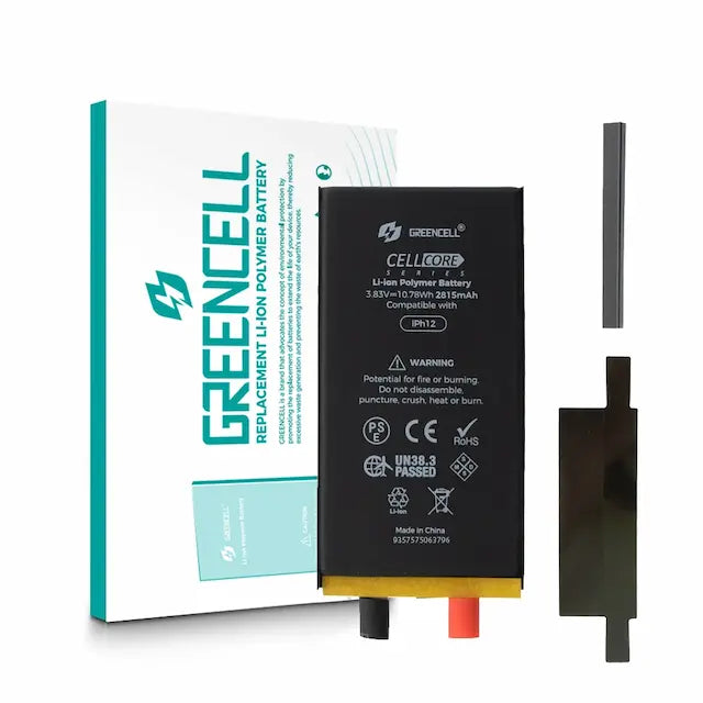Greencell Core Series- Standard Capacity 2815mAh iPhone 12 / 12 Pro Replacement Battery Core with Adhesive Strips
