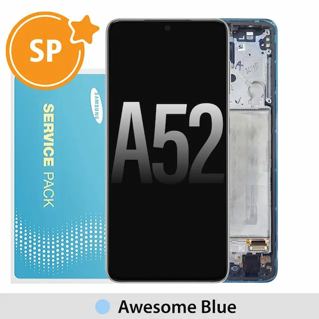 Samsung Galaxy A52 A525 / A526 / A52S A528 OLED Screen Replacement with Frame GH82-25229B / GH82-25526B (Service Pack)-Awesome Blue
