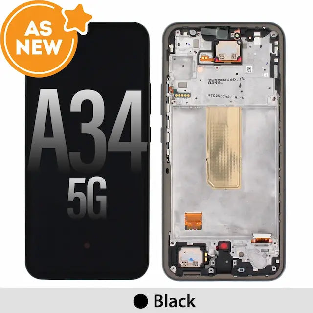 OLED Screen Replacement Digitizer for Samsung Galaxy A34 5G A346B GH82-31200A / 31200A -Black (AS NEW) (SERVICE PACK SCREEN AND SERVICE PACK FRAME ASSEMBLED)