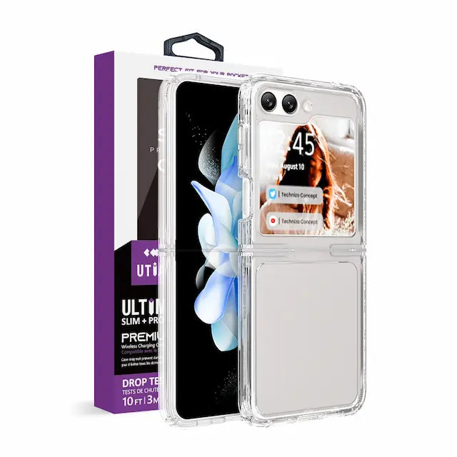 UTIA Ultimate Shockproof Case Cover for Samsung Galaxy Z Flip5-Transparent