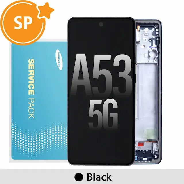 Samsung Galaxy A53 5G A536B / A536E OLED Screen Replacement with Frame GH82-28024A/28025A (Service Pack)-Black