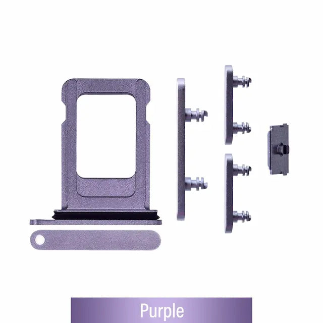 Single SIM Card Tray and Side Button for iPhone 14 / 14 Plus-Purple