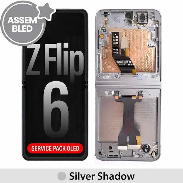 ASSEMBLED OLED Screen Replacement with Frame for Samsung Galaxy Z Flip6 5G F741B -Graphite (SERVICE PACK SCREEN BUT REFURBISH FRAME ASSEMBLED BY CRAZY)