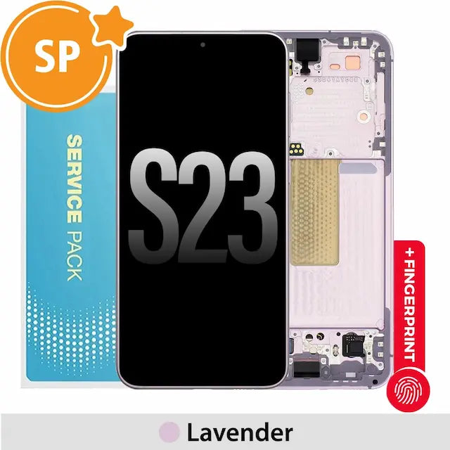 Samsung Galaxy S23 5G S911B OLED Screen Replacement Digitizer with Frame GH82-30480D (Service Pack)-Lavender