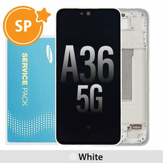 Samsung Galaxy A36 5G A366B OLED Replacement with Frame GH82-36841B (Service Pack)-White