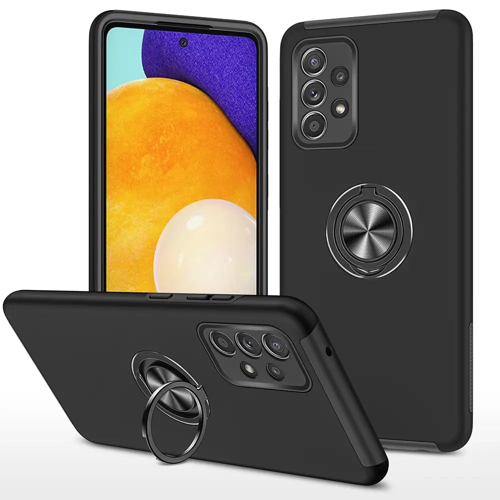 Magnetic Ring Holder Shockproof Cover Case for Samsung Galaxy A52 A525 / A526-Black