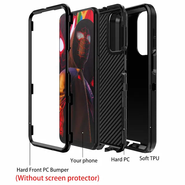 Shockproof Robot Armor Hard Plastic Case with Belt Clip for Samsung Galaxy A23 5G A236U-Black