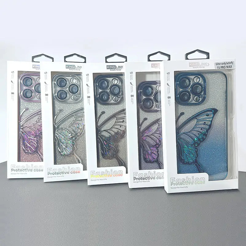 Kinglink Glitter Sandy Butterfly Case for iPhone 15 Pro