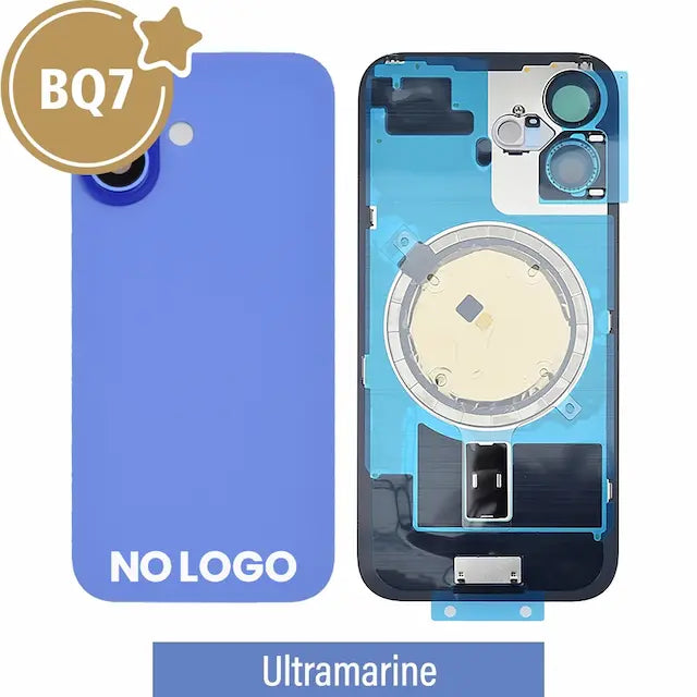 BQ7 Rear Cover Glass with Camera Lens Glass and Magsafe Magnet for iPhone 16 (NO LOGO)-Ultramarine