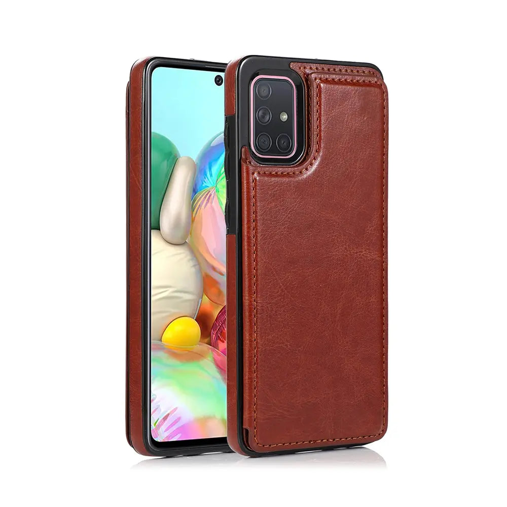 Back Flip Leather Wallet Cover Case for Samsung Galaxy A71 5G-Black