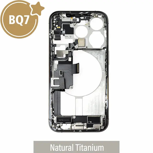BQ7 Mid-Frame Housing with Full Set Parts for iPhone 15 Pro-Natural Titanium (With SIM Tray Version)