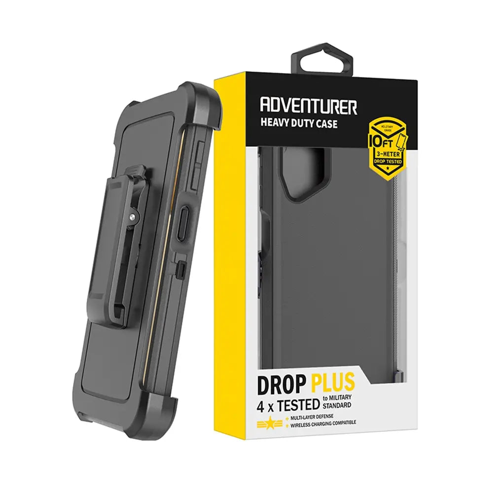Shockproof Robot Armor Hard Plastic Case with Belt Clip for Samsung Galaxy A12 A125F-Black