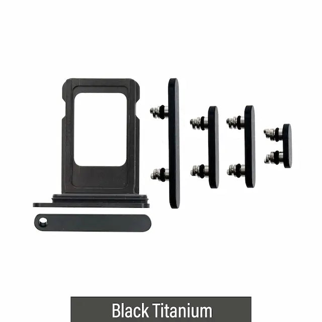 Single SIM Card Tray and Side Button for iPhone 15 Pro / 15 Pro Max-Black Titanium