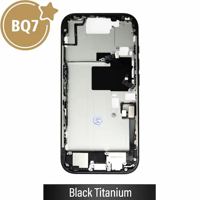 BQ7 Mid-Frame Housing with Full Set Parts for iPhone 16 Pro -Black Titanium (With SIM Tray Version)