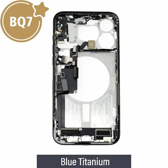 BQ7 Mid-Frame Housing with Full Set Parts for iPhone 15 Pro Max-Blue Titanium (With SIM Tray Version)