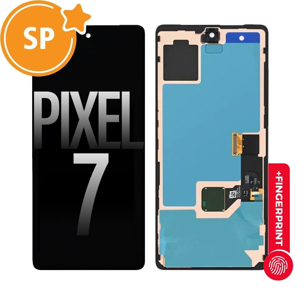 OLED Screen Digitizer with Bezel Frame and Fingerprint Sensor for Google Pixel 7 (GVU6C, GQML3) G949-00322-01 (Service Pack)