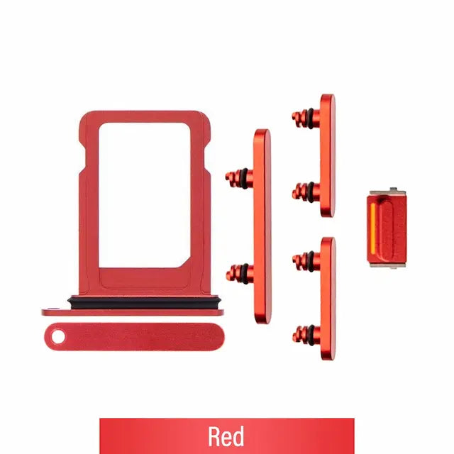 Single SIM Card Tray and Side Button for iPhone 13 mini-Red
